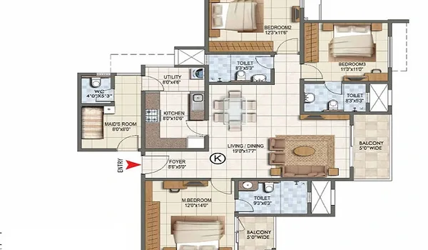 Featured Image of Prestige Basavanagudi 3 BHK Floor Plan